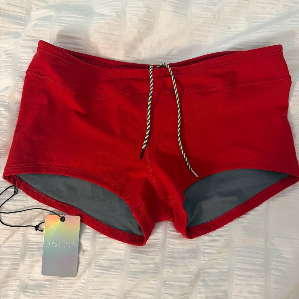 JOLYN Low-Rise Red Swim Bottoms